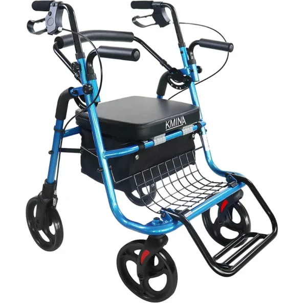 Andador Silla De Ruedas (2 en 1), Andadores con Silla para Personas Mayores Adultos Azul