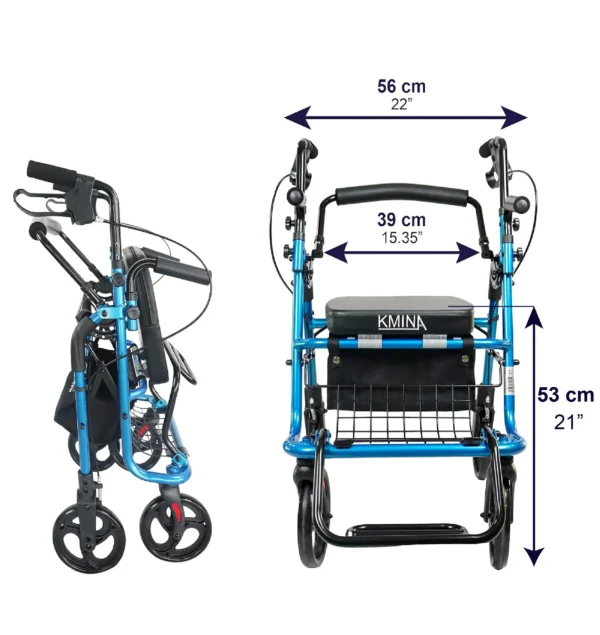 Andador Silla De Ruedas (2 en 1), Andadores con Silla para Personas Mayores Adultos Azul - Image 5