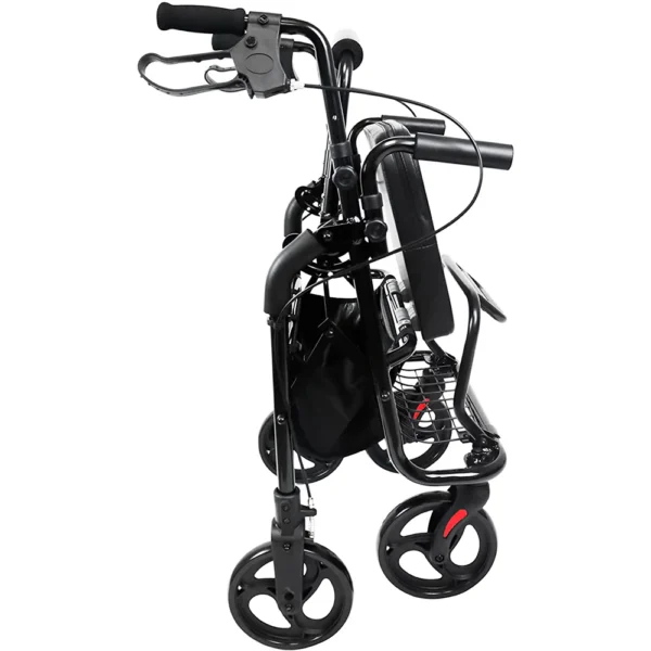 Andador Silla De Ruedas (2 en 1), Andadores con Silla para Personas Mayores Adultos Negro - Image 4