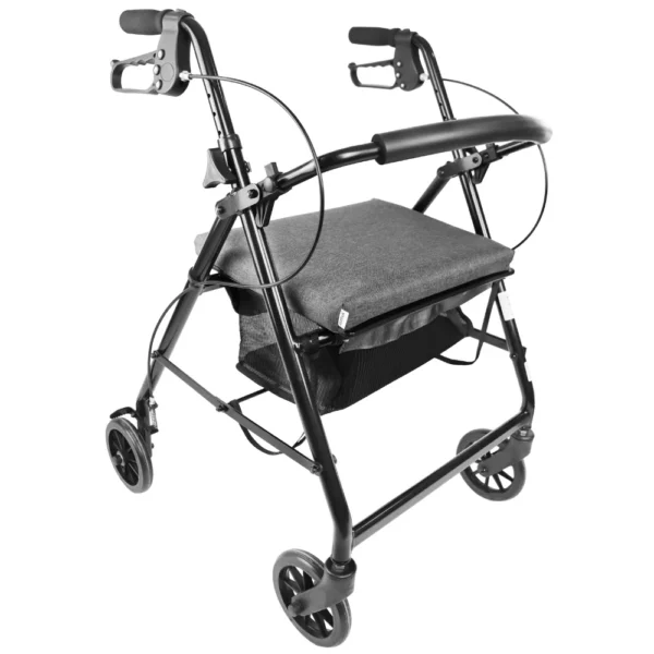 Andadores para Adultos, Andador para Personas Mayores con Asiento 4 Ruedas Freno Maneta Gris Negro - Image 4