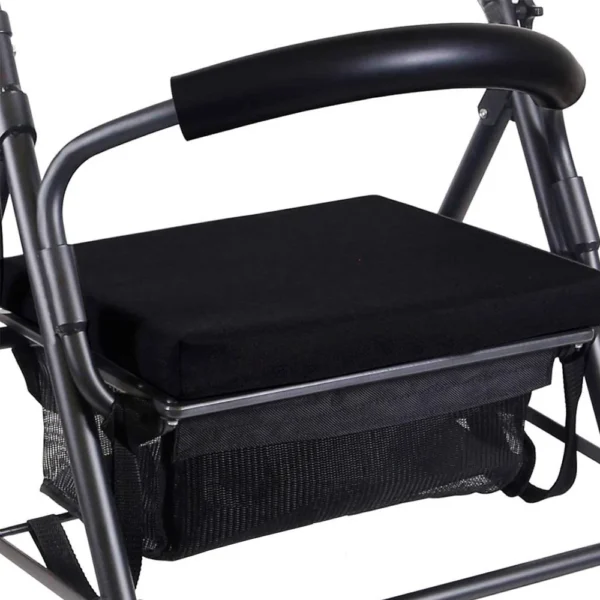 Andadores para Personas Mayores, Andador Adultos con Asiento 4 Ruedas Freno Presión Negro - Image 5