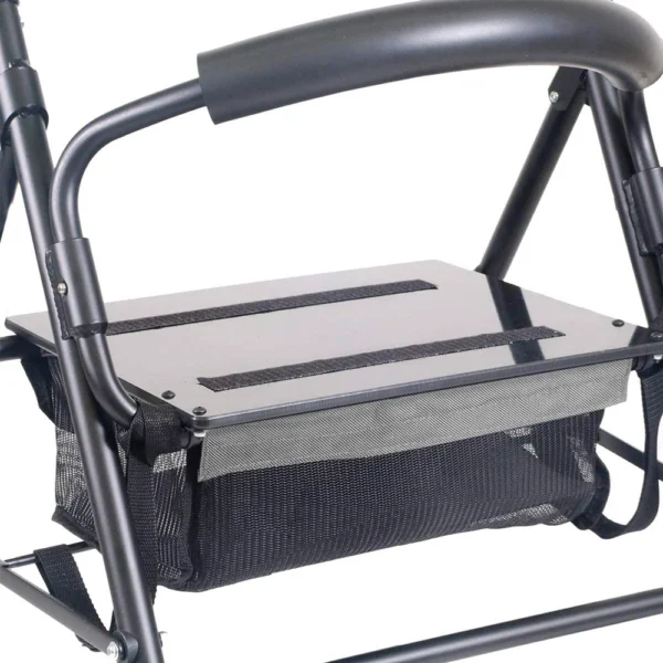 Andadores para Personas Mayores, Andador Adultos con Asiento 4 Ruedas Freno Presión Gris Negro - Image 6