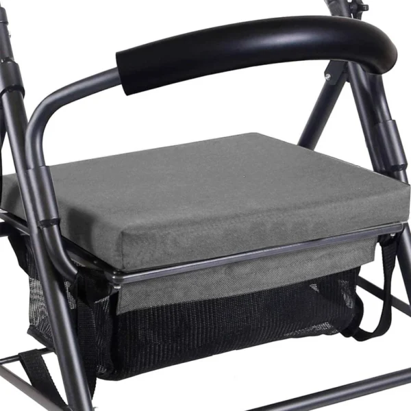 Andadores para Personas Mayores, Andador Adultos con Asiento 4 Ruedas Freno Presión Gris Negro - Image 5