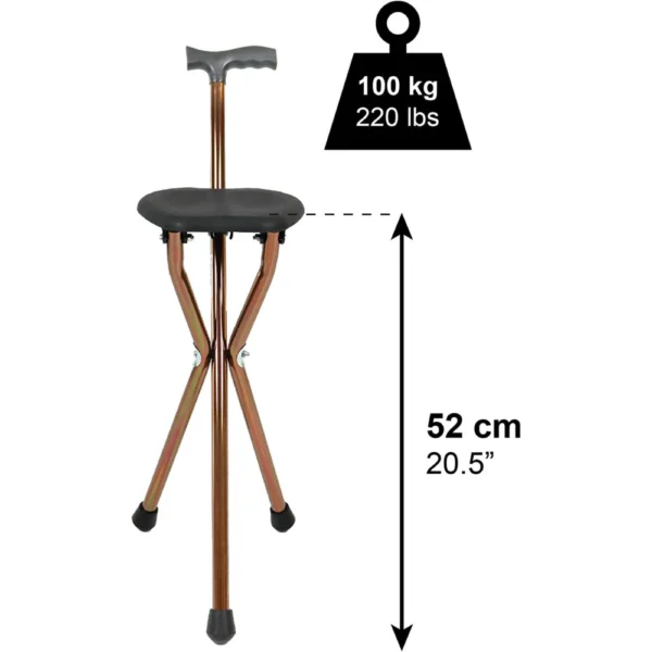 Bastón Silla Plegable, Bastón con Asiento Bronce - Imagen 7