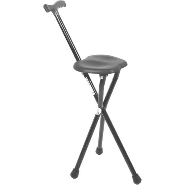 Bastón Silla Plegable, Bastón con Asiento Negro