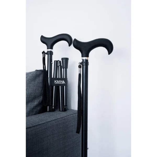 Bastón Extensible, Bastones para Andar Personas Mayores Negro Aluminio - Imagen 3