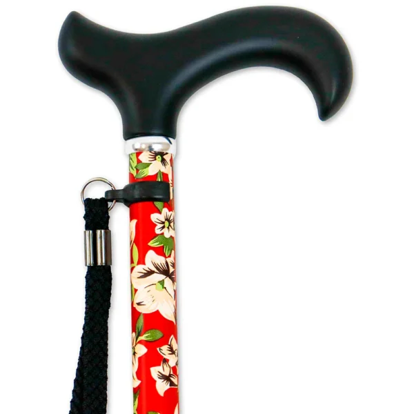 Bastón Extensible, Bastones para Andar Personas Mayores Flores Rojo