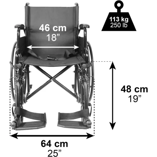 Silla de Ruedas Autopropulsable (Ancho Asiento 46 cm), Silla de Ruedas Plegable para Ancianos - Image 8