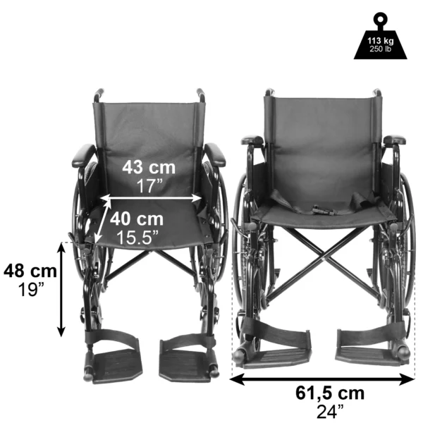 Silla de Ruedas Autopropulsable (Ancho Asiento 43 cm), Silla de Ruedas Plegable para Ancianos - Imagen 6