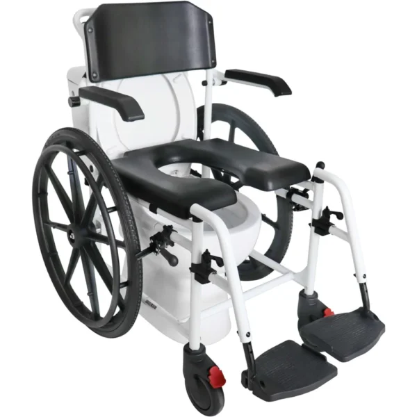 Silla de Ducha Autopropulsable , Silla de Ruedas para Ducha Autopropulsable con Inodoro Negra - Imagen 2