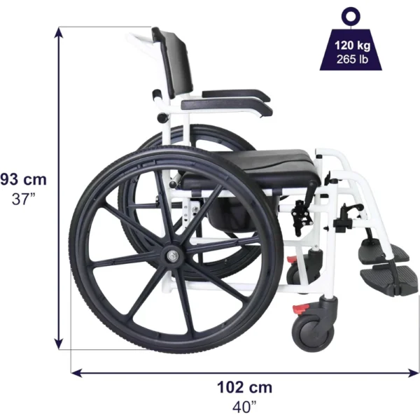 Silla de Ducha Autopropulsable , Silla de Ruedas para Ducha Autopropulsable con Inodoro Negra - Imagen 8