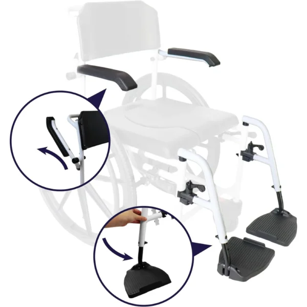 Silla de Ducha Autopropulsable , Silla de Ruedas para Ducha Autopropulsable con Inodoro Negra - Imagen 6