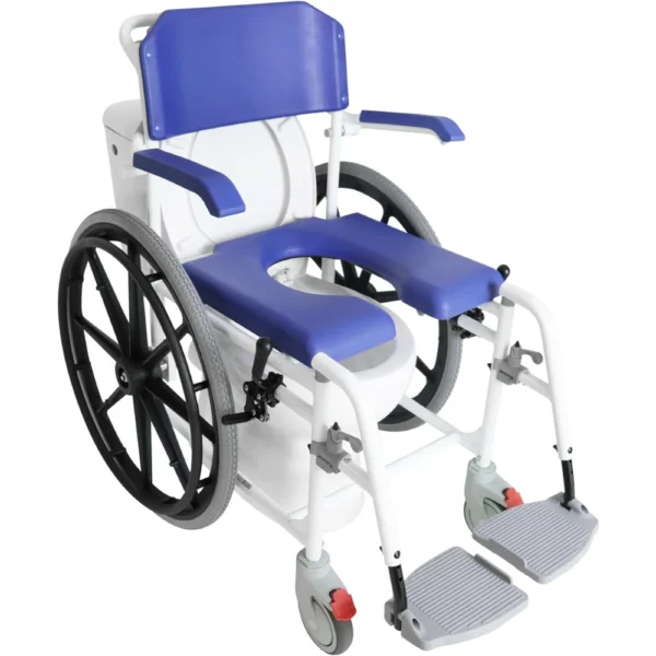 Silla de Ducha Autopropulsable , Silla de Ruedas para Ducha Autopropulsable con Inodoro Azul - Image 2