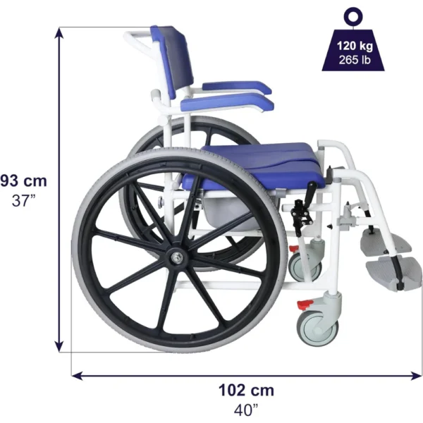 Silla de Ducha Autopropulsable , Silla de Ruedas para Ducha Autopropulsable con Inodoro Azul - Imagen 8