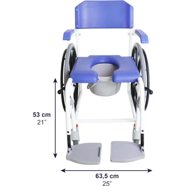 Silla de Ducha Autopropulsable , Silla de Ruedas para Ducha Autopropulsable con Inodoro Azul - Image 7