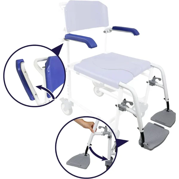 Silla para Ducha con Ruedas Adulto Mayor , Silla de Ruedas con Inodoro, Silla de Baño Azul - Image 9