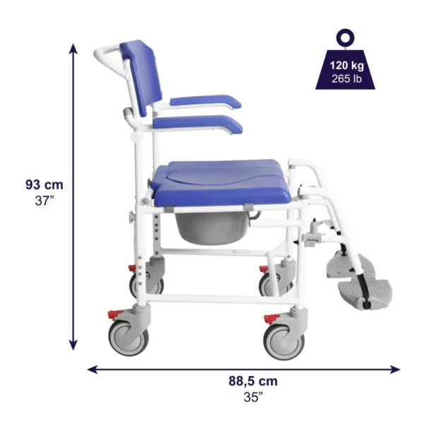 Silla para Ducha con Ruedas Adulto Mayor , Silla de Ruedas con Inodoro, Silla de Baño Azul - Imagen 6