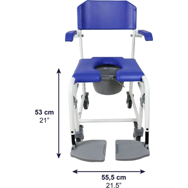 Silla para Ducha con Ruedas Adulto Mayor , Silla de Ruedas con Inodoro, Silla de Baño Azul - Image 5