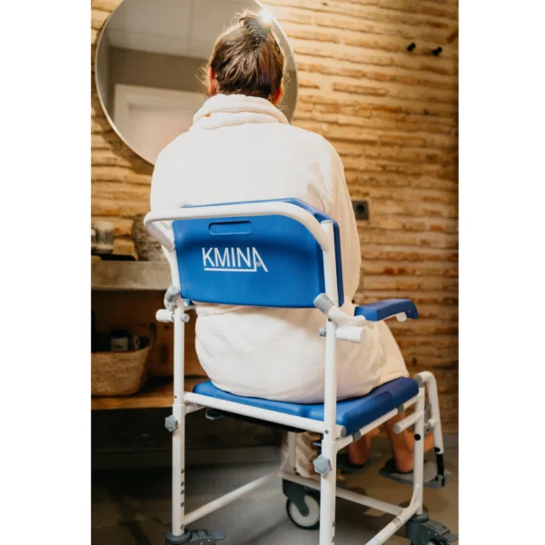 Silla para Ducha con Ruedas Adulto Mayor , Silla de Ruedas con Inodoro, Silla de Baño Azul - Imagen 3