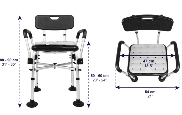 Silla Ducha Acolchado (150 kg), Sillas Baño para Mayores, Asiento Negro - Image 8