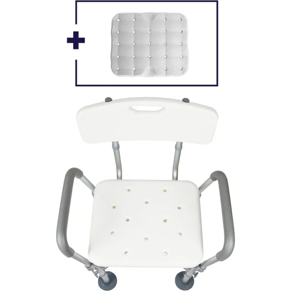 Silla Ducha Acolchado (150 kg), Sillas Baño para Mayores, Asiento Blanco - Image 2