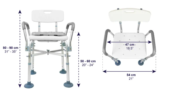 Silla Ducha Acolchado (150 kg), Sillas Baño para Mayores, Asiento Blanco - Image 7