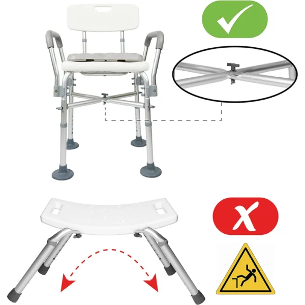 Silla Ducha Acolchado (150 kg), Sillas Baño para Mayores, Asiento Blanco - Image 5