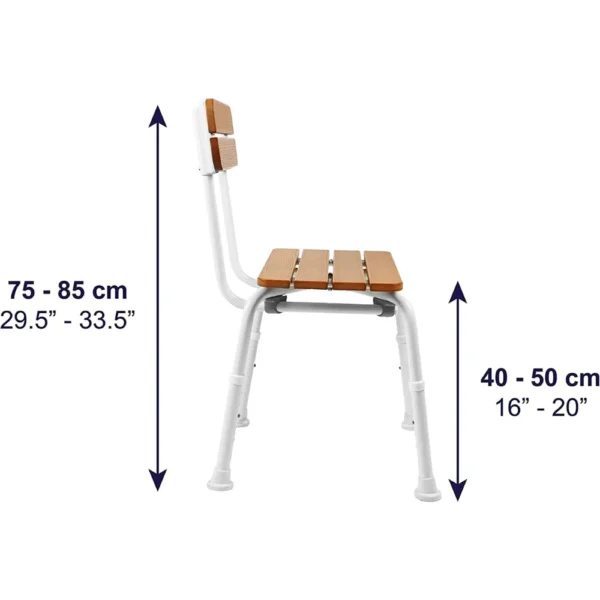 Silla para Ducha (136 kg), Sillas Baño para Mayores, Asiento Efecto Madera - Imagen 7