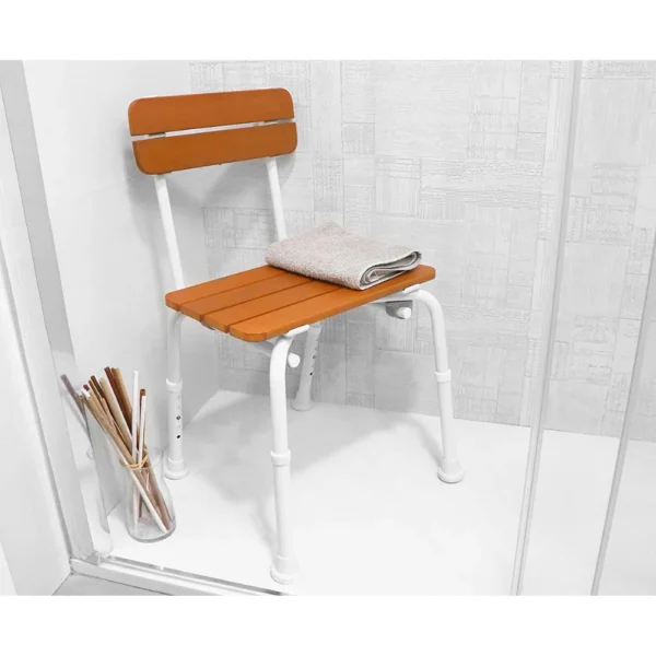 Silla para Ducha (136 kg), Sillas Baño para Mayores, Asiento Efecto Madera - Imagen 4