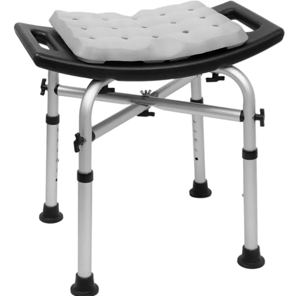 Taburete Ducha Acolchado (150 kg), Banqueta Silla Baño para Mayores Negro