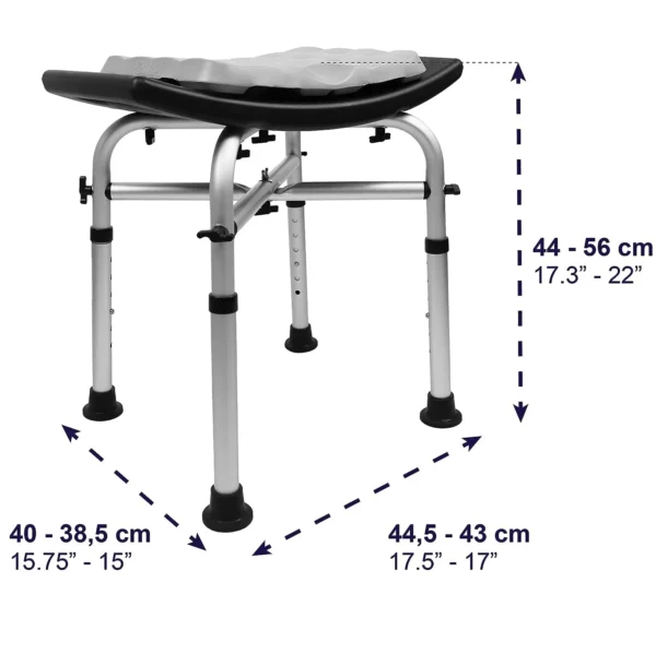 Taburete Ducha Acolchado (150 kg), Banqueta Silla Baño para Mayores Negro - Image 6