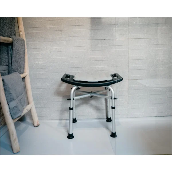 Taburete Ducha Acolchado (150 kg), Banqueta Silla Baño para Mayores Negro - Imagen 3