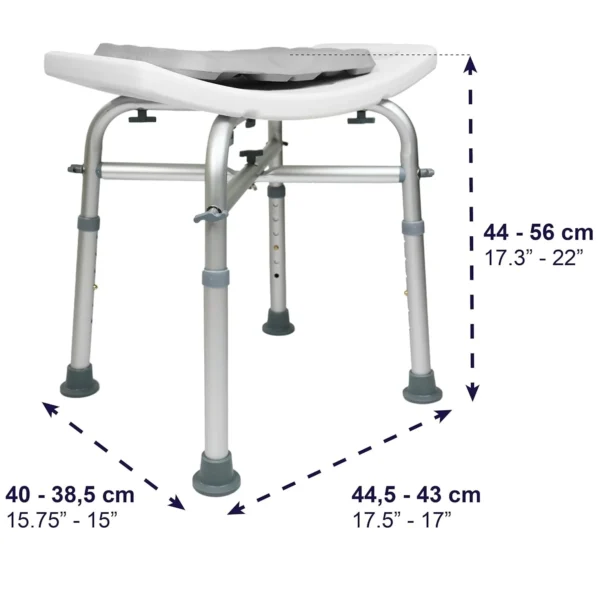 Taburete Ducha Acolchado (150 kg), Banqueta Silla Baño para Mayores Blanco - Image 7