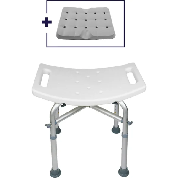 Taburete Ducha Acolchado (150 kg), Banqueta Silla Baño para Mayores Blanco - Image 6