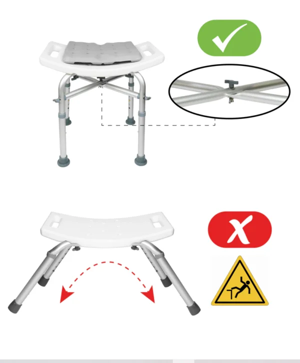 Taburete Ducha Acolchado (150 kg), Banqueta Silla Baño para Mayores Blanco - Image 5