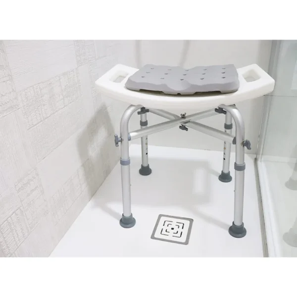 Taburete Ducha Acolchado (150 kg), Banqueta Silla Baño para Mayores Blanco - Imagen 4