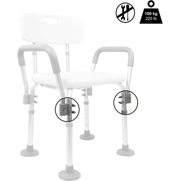 Silla para Ducha Mayores con Brazos, Asiento Ducha Ancianos Regulable - Imagen 8