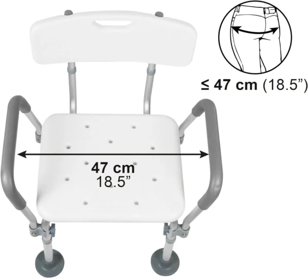 Silla para Ducha Mayores con Brazos, Asiento Ducha Ancianos Regulable - Imagen 6