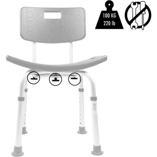 Silla para Ducha Mayores con Respaldo, Asiento Ducha Ancianos Regulable - Imagen 7