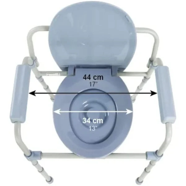 Silla Orinal con Asiento Ajustable (3 en 1), Silla Elevador WC, Silla Ducha para Ancianos Gris - Imagen 6