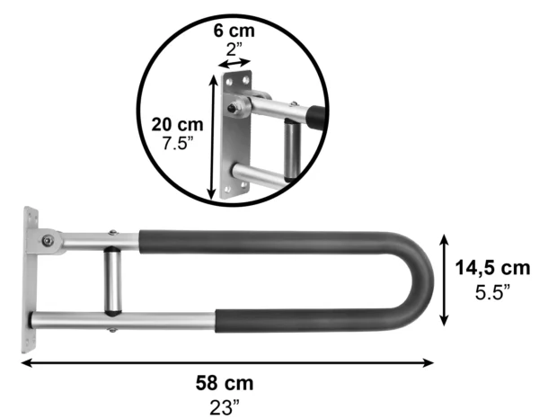 Barra Abatible Acolchada Inodoro 58 cm (x1 ud), Barra WC Minusválido - Imagen 5