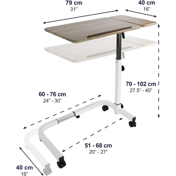 Mesa Auxiliar para Cama con Ruedas, Mesa Auxiliar Alta Hospital - Imagen 6