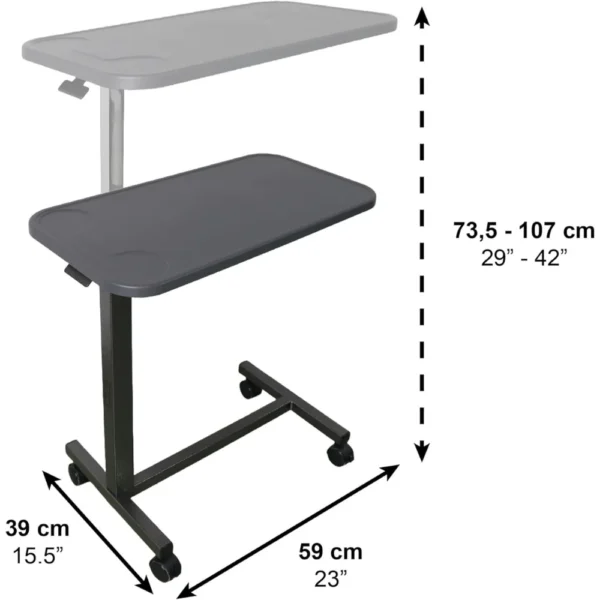 Mesa Auxiliar para Cama con Ruedas Reforzada, Mesa Auxiliar Alta Hospital - Imagen 2