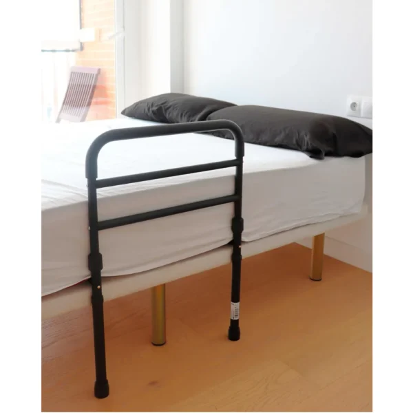 Barandilla Cama Adulto con Patas (Altura Somier de 26 a 41 cm), Barrera Cama Adultos Acolchada, Barandilla Protectora Cama Negra - Imagen 2