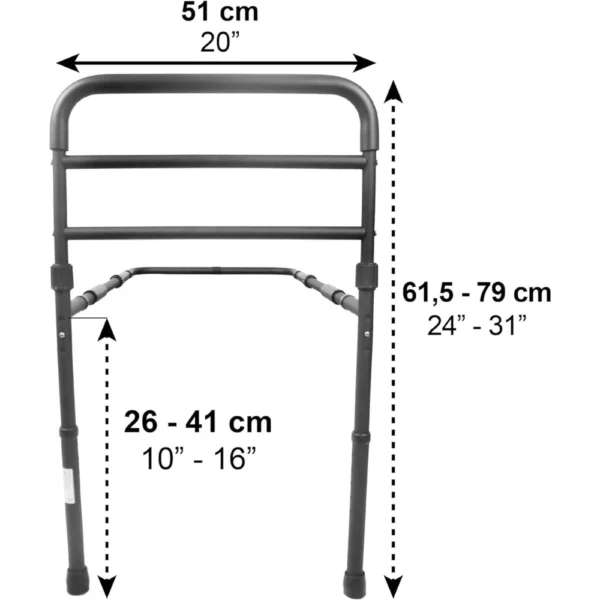 Barandilla Cama Adulto con Patas (Altura Somier de 26 a 41 cm), Barrera Cama Adultos Acolchada, Barandilla Protectora Cama Negra - Imagen 4