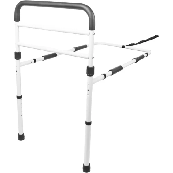 Barandilla Cama Adulto con Patas (Altura Somier de 26 a 41 cm), Barrera Cama Adultos Acolchada, Barandilla Protectora Cama Blanca