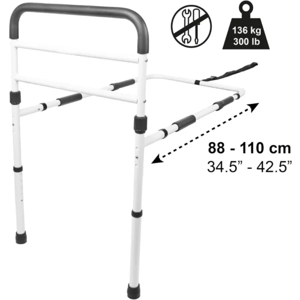 Barandilla Cama Adulto con Patas (Altura Somier de 26 a 41 cm), Barrera Cama Adultos Acolchada, Barandilla Protectora Cama Blanca - Imagen 5