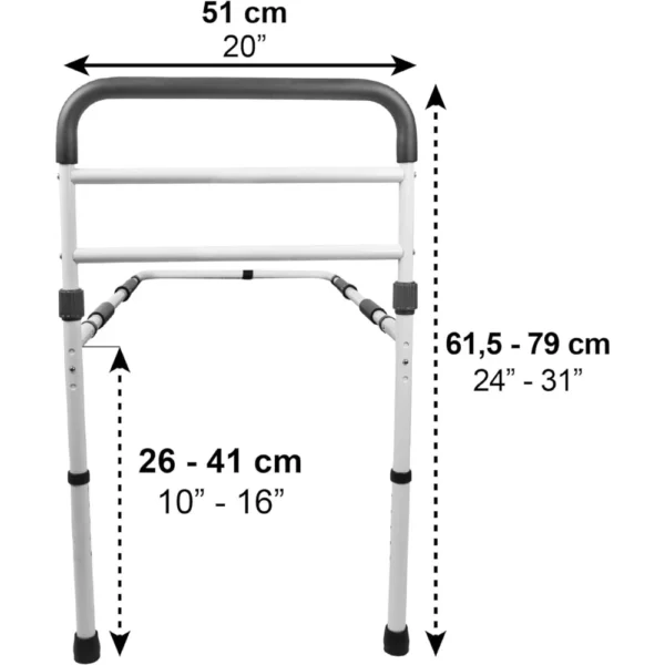 Barandilla Cama Adulto con Patas (Altura Somier de 26 a 41 cm), Barrera Cama Adultos Acolchada, Barandilla Protectora Cama Blanca - Imagen 4